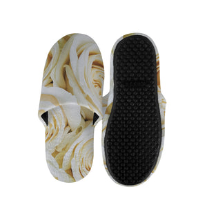 White Rose Print Slippers