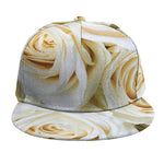 White Rose Print Snapback Cap