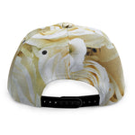 White Rose Print Snapback Cap