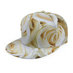 White Rose Print Snapback Cap