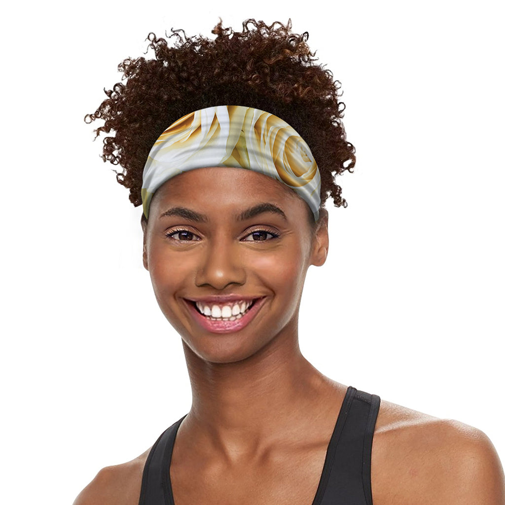 White Rose Print Sports Headband