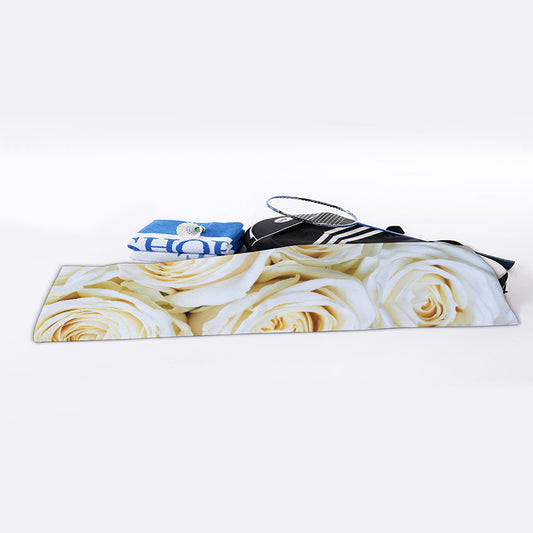 White Rose Print Sports Towel
