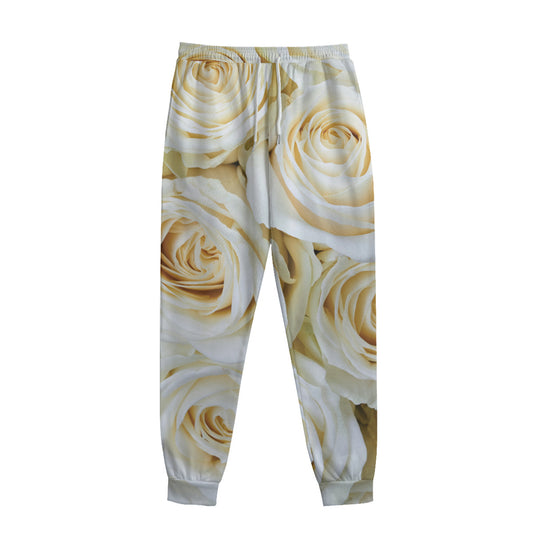 White Rose Print Sweatpants