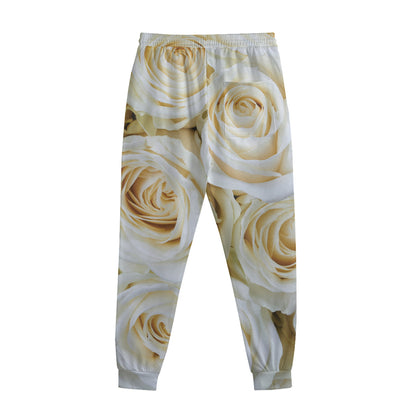 White Rose Print Sweatpants
