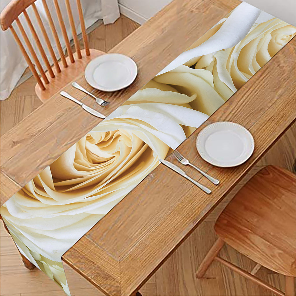 White Rose Print Table Runner