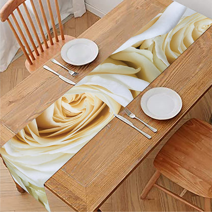 White Rose Print Table Runner