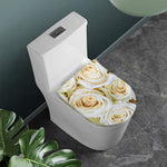 White Rose Print Toilet Lid Cover