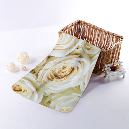 White Rose Print Towel
