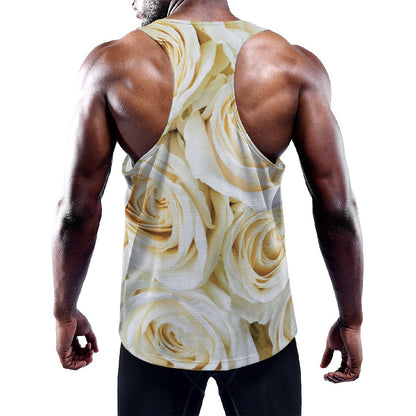 White Rose Print Training Tank Top