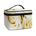 White Rose Print Travel Makeup Bag