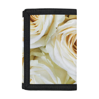 White Rose Print Trifold Wallet
