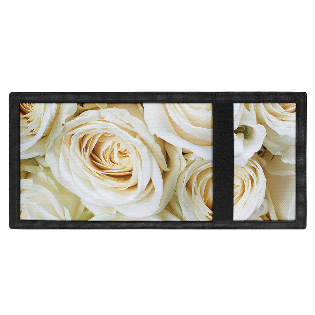 White Rose Print Trifold Wallet