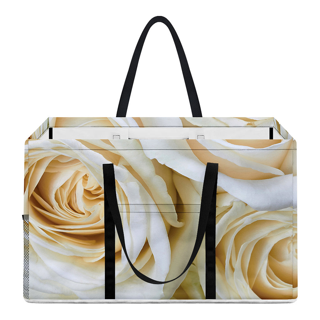 White Rose Print Utility Tote Bag