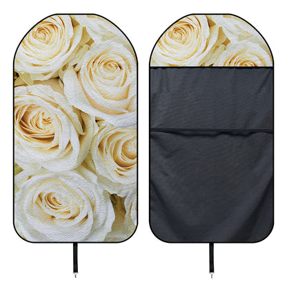 White Rose Print Waterproof Car Seat Cover