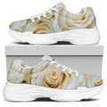 White Rose Print White Chunky Shoes