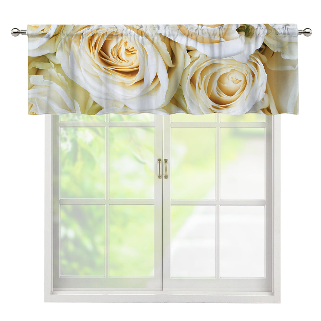 White Rose Print Window Valance
