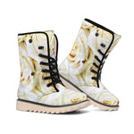 White Rose Print Winter Boots