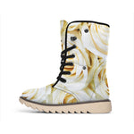 White Rose Print Winter Boots