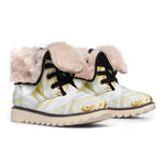 White Rose Print Winter Boots
