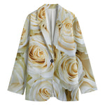White Rose Print Women's Blazer