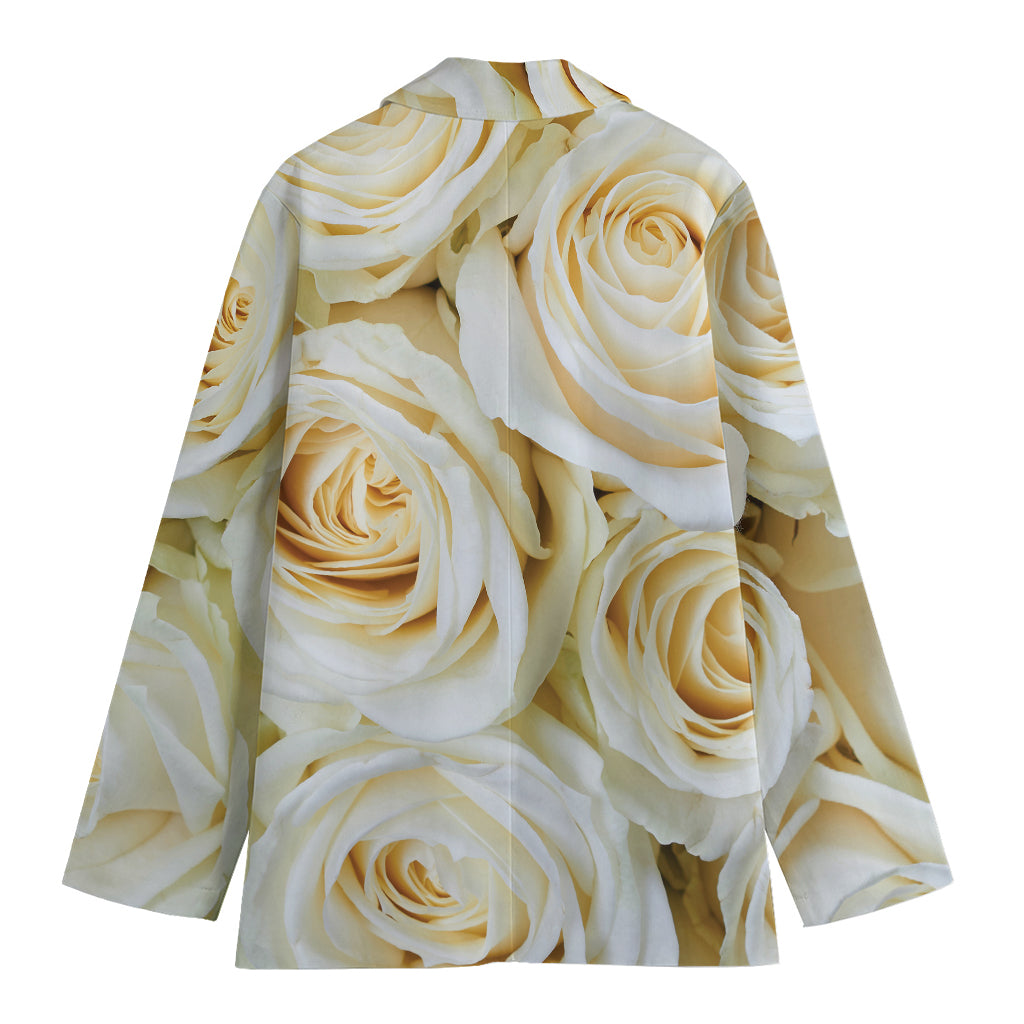 White Rose Print Women's Blazer