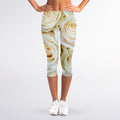 White Rose Print Women's Capri Leggings