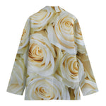 White Rose Print Women's Cotton Blazer