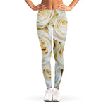 White Rose Print Women's Leggings