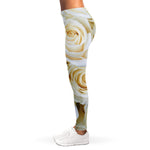 White Rose Print Women's Leggings