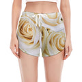 White Rose Print Women's Split Running Shorts
