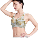 White Rose Print Women's Sports Bra