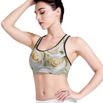 White Rose Print Women's Sports Bra