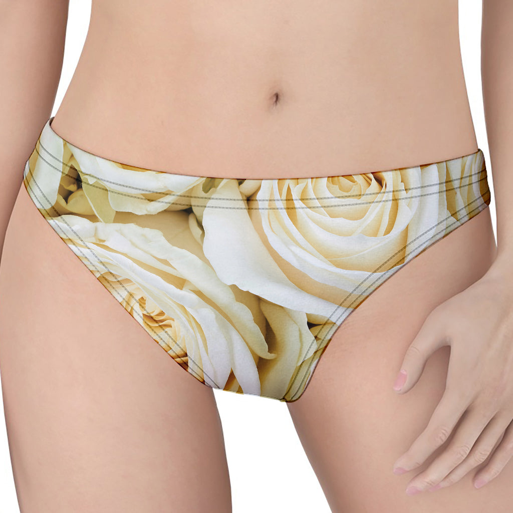 White Rose Print Women's Thong