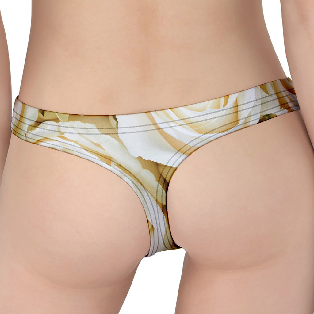 White Rose Print Women's Thong
