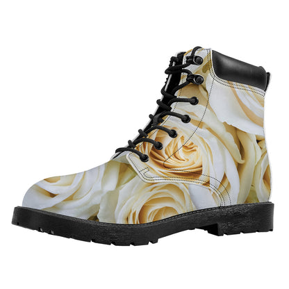White Rose Print Work Boots