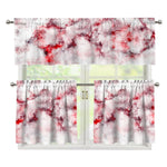 White Ruby Marble Print 3 Piece Kitchen Curtains