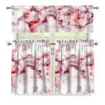 White Ruby Marble Print 3 Piece Kitchen Curtains