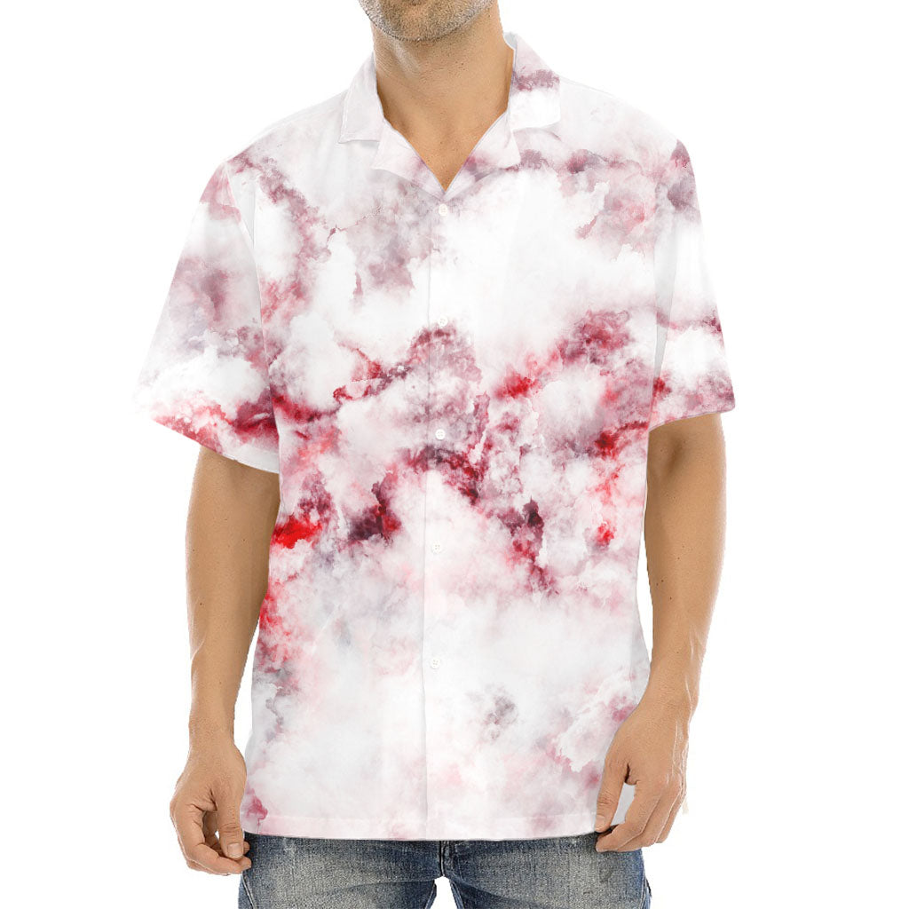 White Ruby Marble Print Aloha Shirt