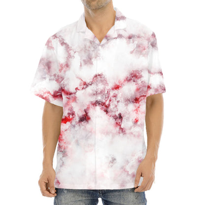 White Ruby Marble Print Aloha Shirt