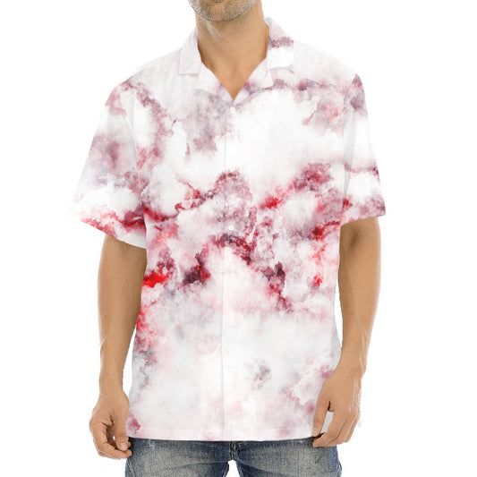 White Ruby Marble Print Aloha Shirt