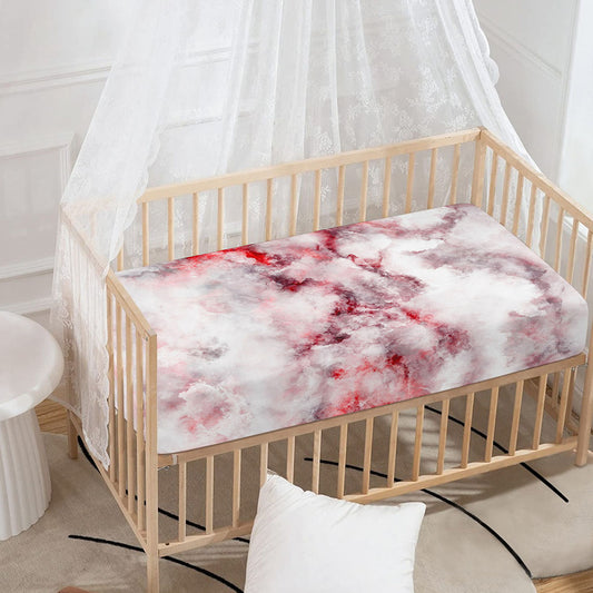 White Ruby Marble Print Baby Crib Sheet