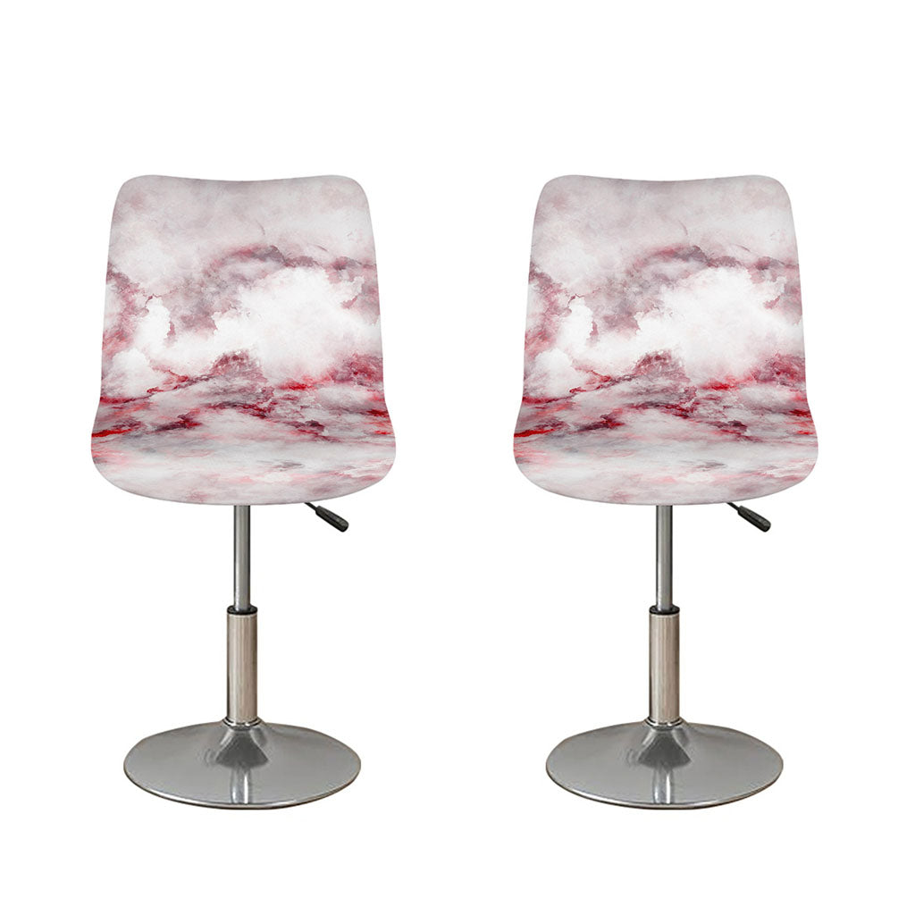 White Ruby Marble Print Bar Stool Covers