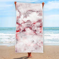 White Ruby Marble Print Beach Towel