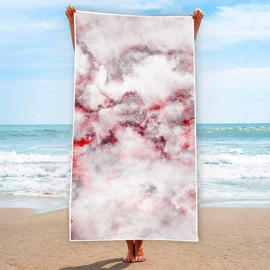 White Ruby Marble Print Beach Towel
