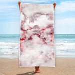 White Ruby Marble Print Beach Towel