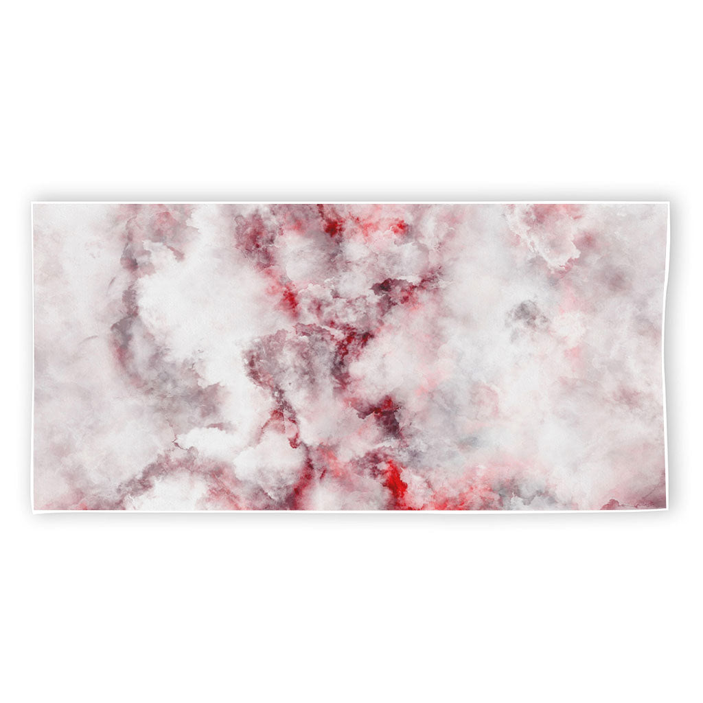 White Ruby Marble Print Beach Towel