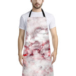 White Ruby Marble Print Bib Apron With Pocket