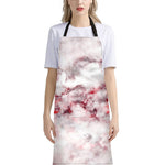 White Ruby Marble Print Bib Apron With Pocket