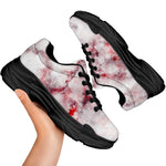 White Ruby Marble Print Black Chunky Shoes