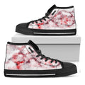 White Ruby Marble Print Black High Top Sneakers